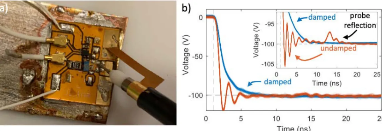 Figure 3.4: Probing of the circuit. (a) Probing using a high impedance high voltage probe