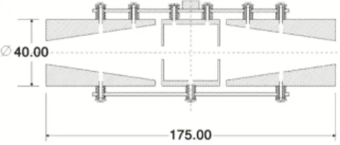 Figure 1.5 – Les ´ electrodes du ConeTrap. Les distances sont donn´ ees en mm [31].