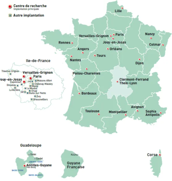 Figure 3 : Implantation des centres INRA en France 