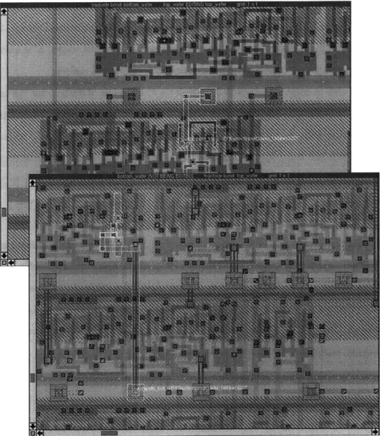 Figure  2-9:  Screen  shot  of 3-D  Magic  exhibiting  a two-wafer  circuit  layout.