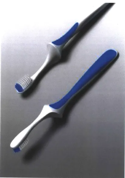 Figure 2:  &#34;Float&#34; toothbrush  has a handle  designed  so the bristles never touch the counter  surface.