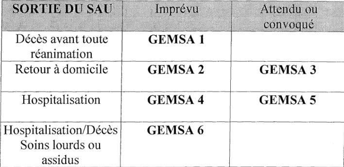 Figure Il : Schéma de la classification GEMSA.