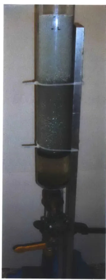 Figure  3-1:  This  figure shows  the benchtop  fluidized  bed  that  was  used to  determine the  flow  rate  needed  for  fluidization