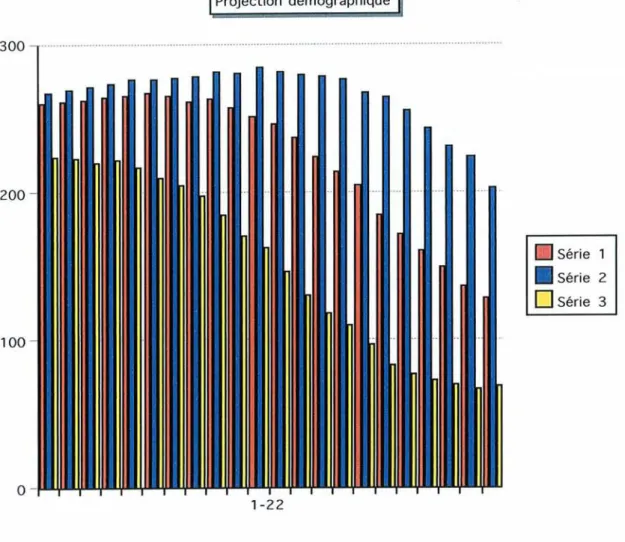 Graphique n 02 : Projection démographique en médecine générale au G.-D. du Luxembourg (en abscisse, années: 2000+x).