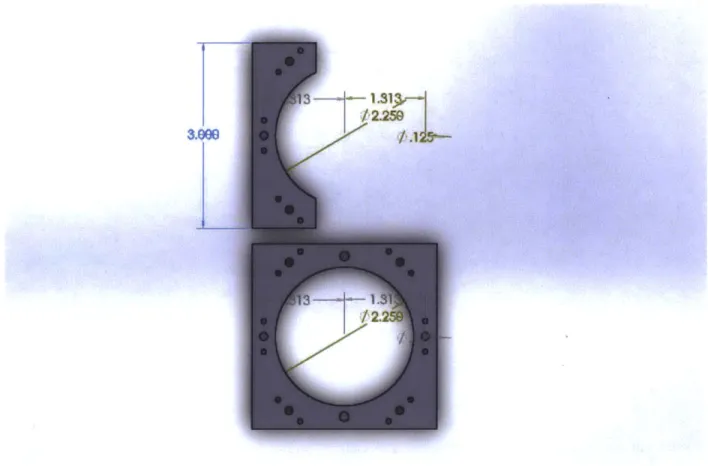 Figure  6:  Solid  model  of base  and  top  of skin  attachment  pieces.  The  smaller  two  holes  at  300