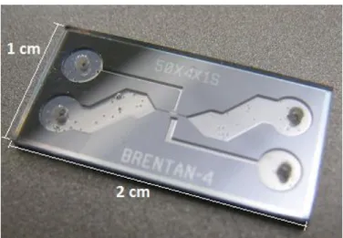Figure 28: An etched silicon wafer  and drilled Pyrex wafer ready for 