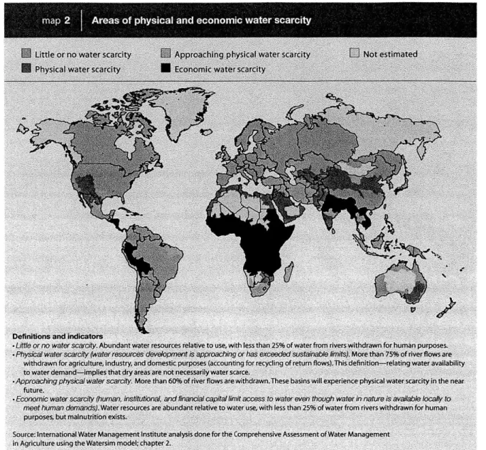 Figure 1- 3:  Physical and Economic  Water Scarcity  Map  [4]