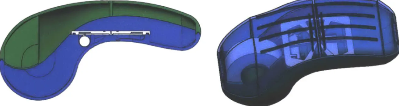 Figure 19: Prototype  5  - Section  view  on  the right and  an assembled  view  with  transparent top to see  interior