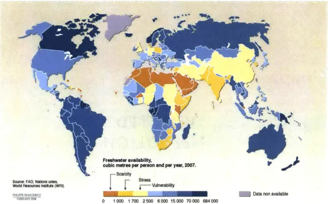 Figure  1-1:  Map  of  global  water  scarcity  [1]