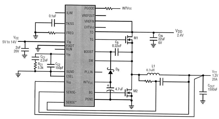 Figure  1-2:  High  efficiency  DDR  memory  termination  power supply  with  VTT  =  VDD12