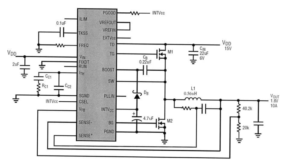 Figure  1-3:  High  efficiency  DC-DC  converter  with  high  step-down  conversion  from  15V  to  1.8VVDD