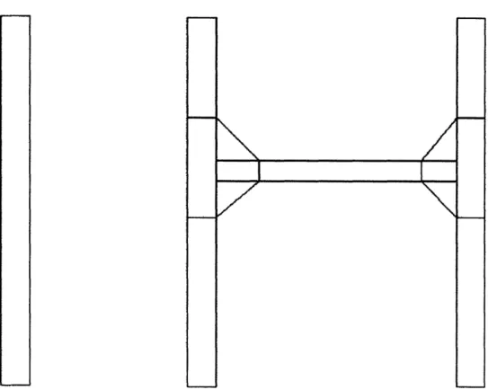 Figure  11:  (Left)  A  drawing  of  the  single  member  boom.  (Right)  Sketch  of  double member boom that is connected  with a cross  member bar  and reinforced  with aluminum gussets.