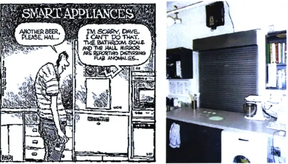 Figure  7. Smart  Appliances  (left)  are  nothing  like  the CounterActive  kitchen  (right) Another  part  of CounterActive's  agenda  is to change  the way  people think  about computers  in the  home