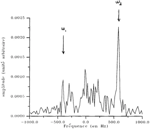 Figure  1.25:  Spectre  en  fréquence  du  signal  de  précession  libre de  l’aimantation lors de la  première