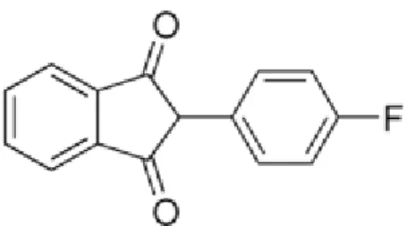 Fig. 5: structure chimique de la fluindione (selon Allain P.)  II.1.2.2.   Historique 
