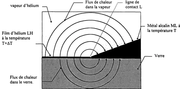 Figure  II.10:  Conduction  thermique  au  travers  de la  ligne  de  contact.