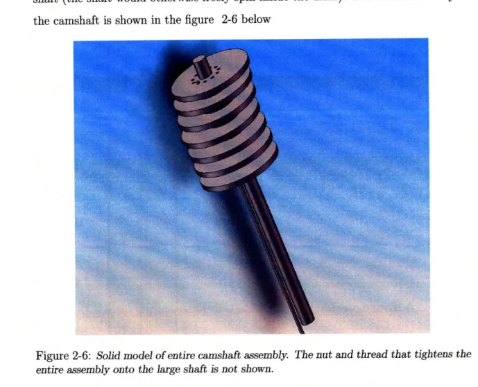 Figure  2-6:  Solid model of entire camshaft assembly.  The nut and thread that tightens the entire assembly onto  the large shaft is not shown.