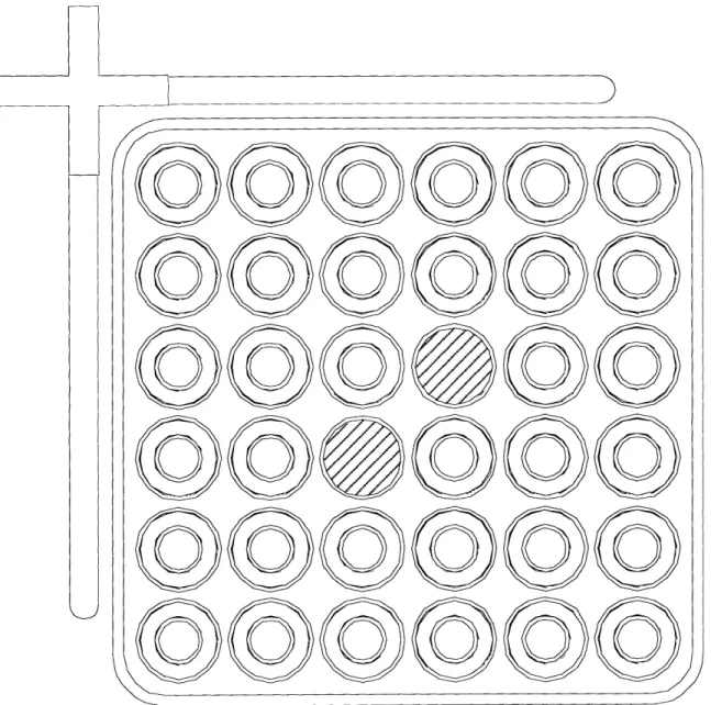 Figure  3.9: 2D view of the annular  fuel 6x6 bundle