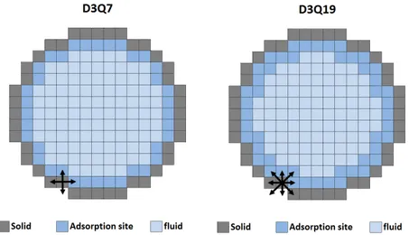 Fig. 3.2 : Définition des sites d’adsorption en fonction du modèle de vitesse considéré.