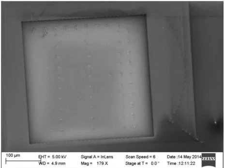 Figure 2.2.1: Image MEB d’un masque optique de la forme d’un carré.