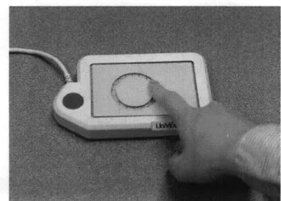 Figure  7  Touchpad  interface:  template is attached to the surface  of the touchpad, so the user can  feel the  shape of round path without seeing the  device.