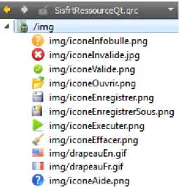 Figure 8 : Le fichier de ressources regroupe toutes les icônes de l'application 