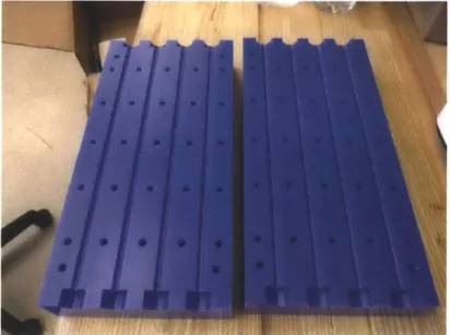 Figure  3.3:  Picture  of Wax  Molds  for Artery  phantom.  The  diameter  of the  cylindrical cutouts  down  the  length  determine  the  outer  diameter  of  the  vessel