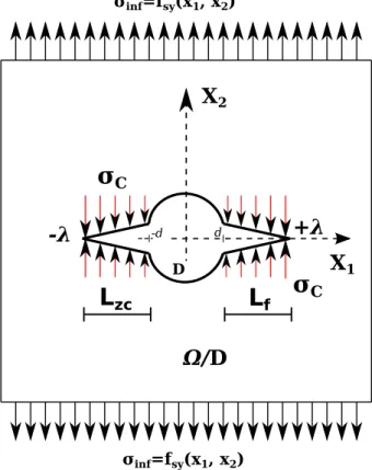 Figure 2.6: Le corps Ω 0 c pendant la phase de rupture coh´ esive