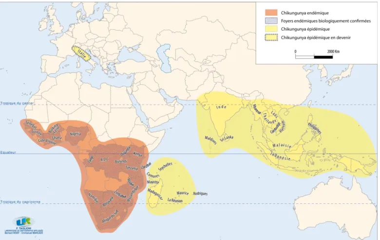 Figure 2. La répartition des chikungunya dans le monde 