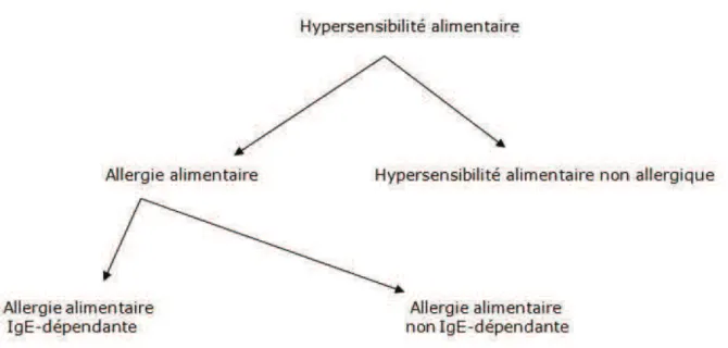 Figure 21: Résumé des réactions alimentaires anormales, immunologique ou  non (Mouton, 2007)