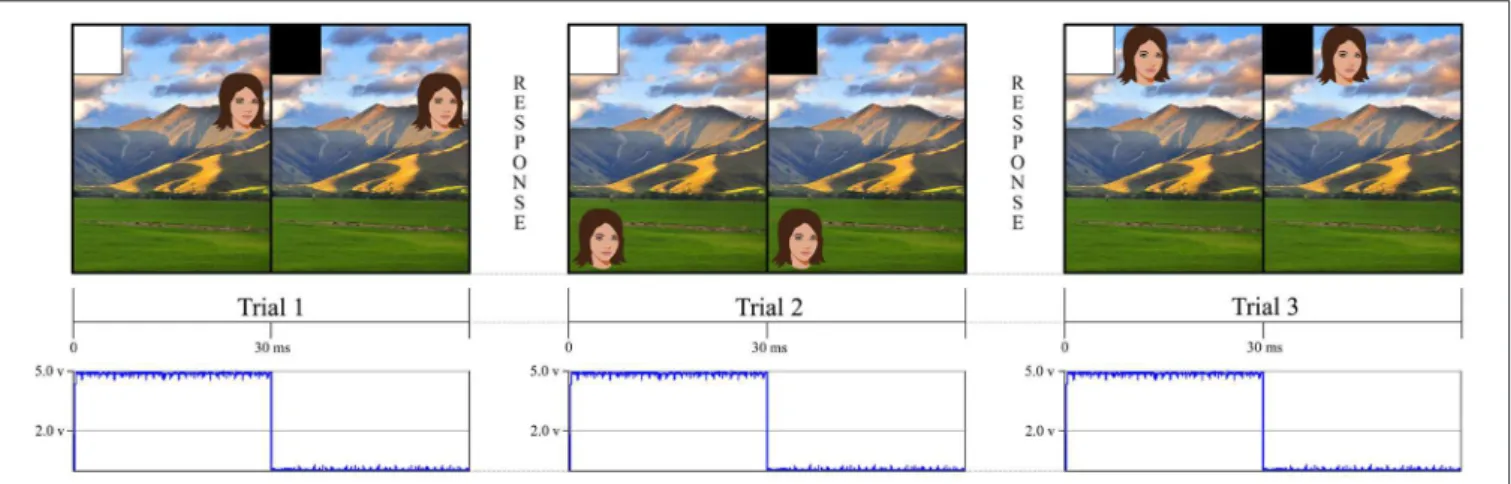 FIGURE 1 | This figure is an example of a simple experiment using an eye tracker and a stimulus computer