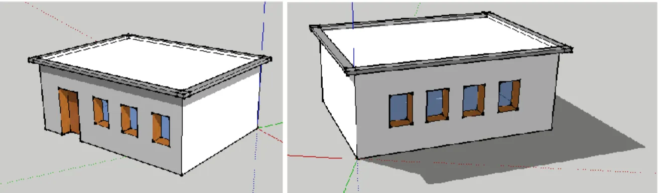Figure II.14. La géométrie 3D du bâtiment étudié  II.3.2. Hypothèses de simulation 