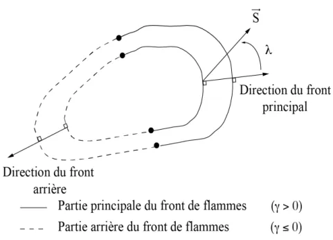 Figure 1.11 : Géométrie de la flamme lors d’un feu à contre pente. 