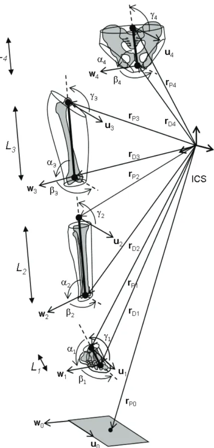 Figure 2.10 Segment parameters in the global reference frame (ICS) 