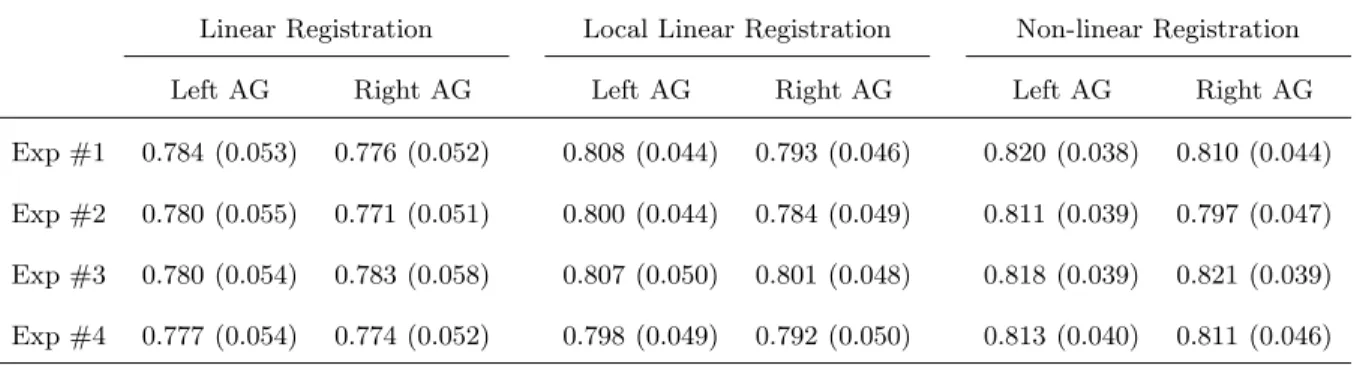 Table 4: κ statistical result of AG segmentation