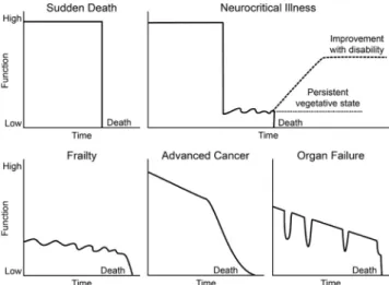 Fig. 1 Profils évolutifs possibles des patients en soins palliatifs [7]