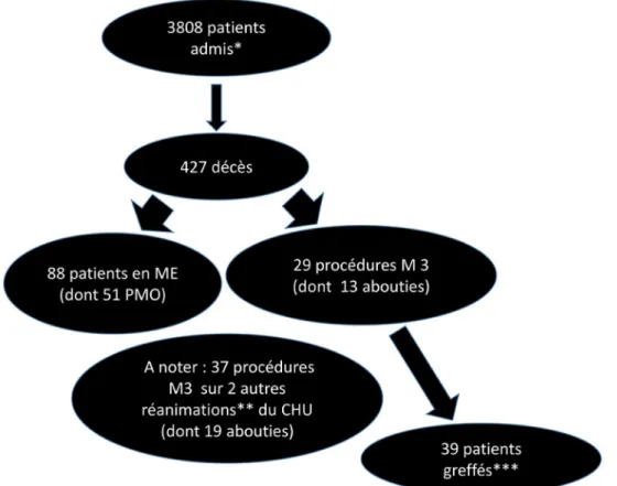 Fig. 2 Résultats des différents types de procédures de prélèvements multiorganes au CHU de Nantes (période du 1 er juin 2015 au 30 sep- sep-tembre 2017)