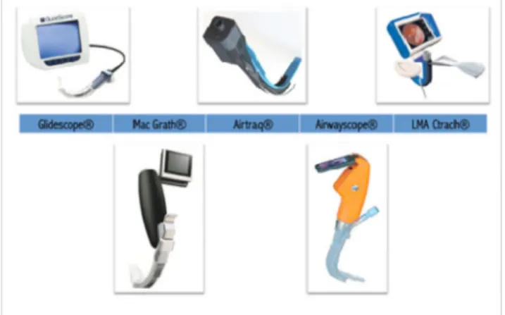 Fig. 2 Dispositifs modernes de visualisation indirecte de la glotte