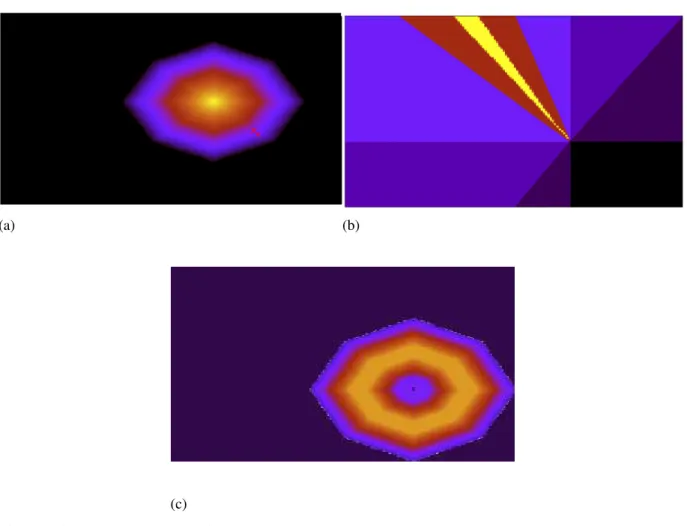 Figure 3.6 – (a). Illustration of the target model at a given depth. The colors here indicate the temperature.