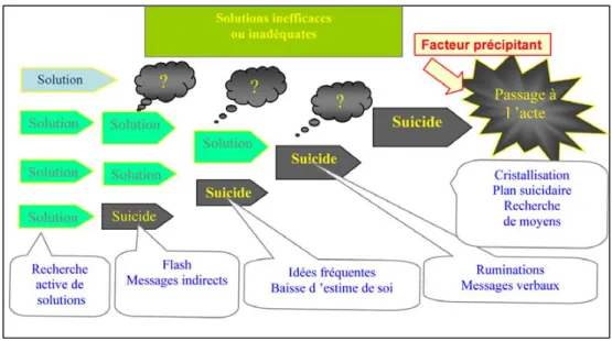 Fig. 2 Modélisation de la crise suicidaire et du passage à l ’ acte