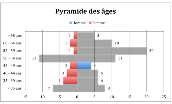 Graphique 1 : Pyramide des âges. 
