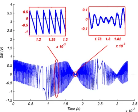 Figure 1.15 – Experimental signal to illustrate random amplitude attenuation by speckle phenomenon.