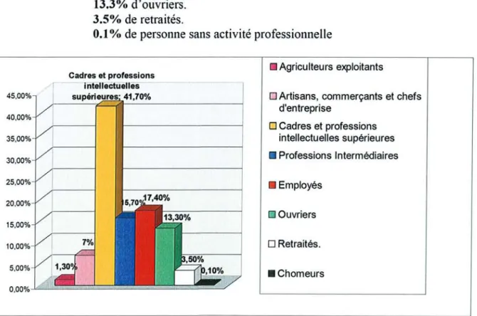 Graphique 3.5 : Répartition de la population des inscrits suivant la catégorie socioprofessionnelle du