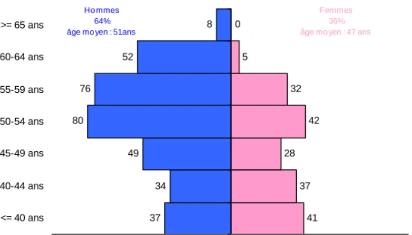 Figure 4 : Pyramide des âges des médecins généralistes  libéraux vosgiens en 2007 