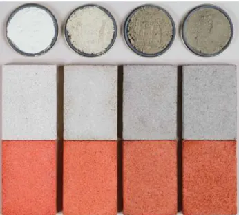 Figure I.6 – Variation de la couleur de béton en fonction de la couleur du ciment (Pigments, 2017)
