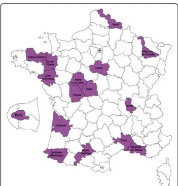 Figure 1 Geographical location of the participating HSCs in France