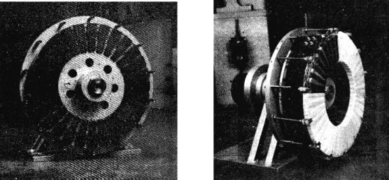 Fig. I.23. Génératrice de 5 kW propose par Chalmers : (a) le rotor de la machine, (b) le rotor et le stator montés