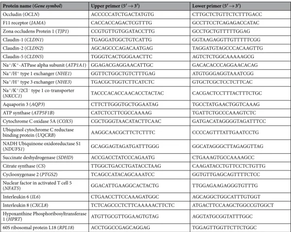 Table 4.  List of primers used in gene expression studies.