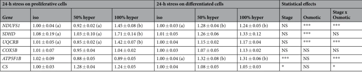 Table 1.  Effects of apical hyperosmolarity on expression of genes encoding for proteins involved in  mitochondrial energy metabolism in Caco-2 monolayer
