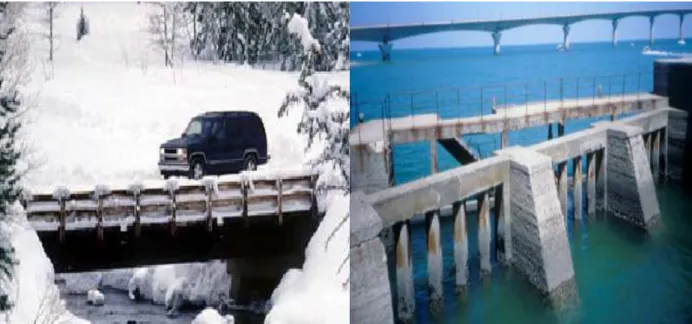 Figure 0. 1  Un pont sous la neige - risque de  corrosion par le sel  de déverglaçage 